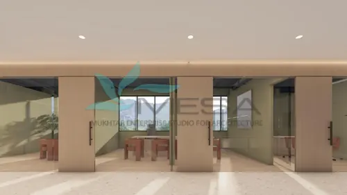 PRAL workplace, Islamabad: Glass rooms offer quiet space. Concept visualisation.