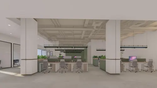 PSO fourth-floor design: A clear frontage for daily coordination. Concept visualisation.