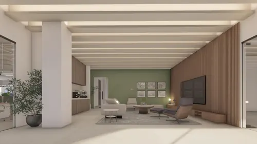 PSO fourth-floor design: The lounge opens to the floor. Concept visualisation.