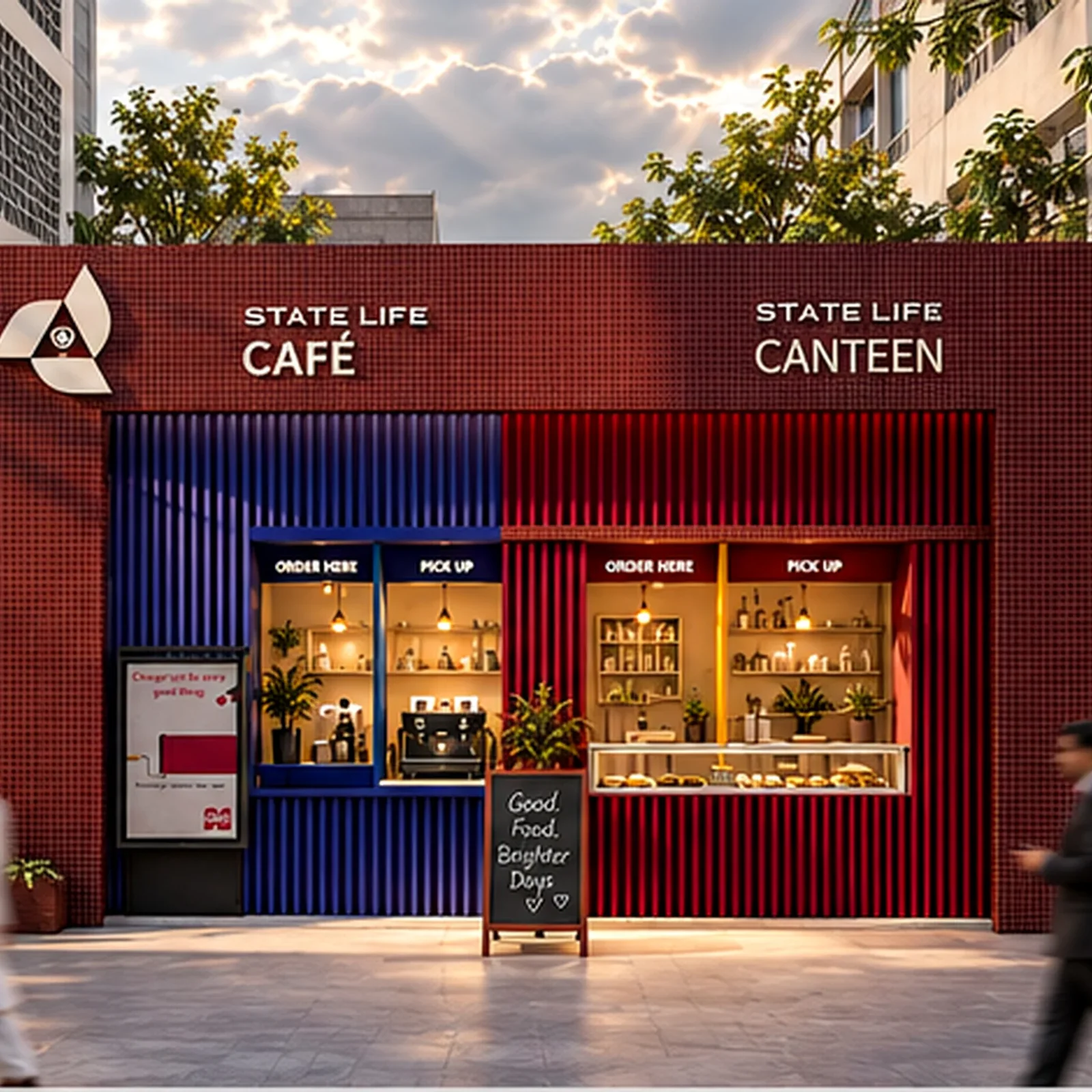 State Life Building 01 café: Café and canteen share a clear frontage. Concept visualisation.