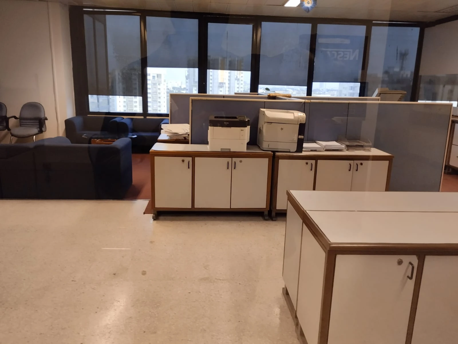 PSO 6th & 7th: Storage, printing and seating share the office floor. Existing condition · 28 January 2023.