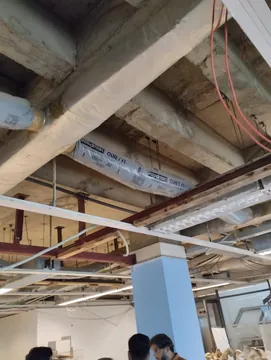 PSO 6th & 7th: Ceiling framing and ductwork during ongoing site work. Work in progress · 22 January 2024.
