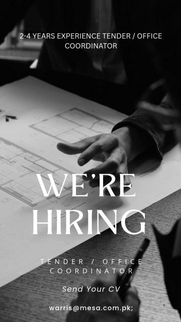 WE’RE HIRING | TENDER COORDINATOR / OFFICE COORDINATOR
Mukhtar Enterprises Studio for Architecture (MESA)

Mukhtar Enterprises Studio for Architecture (MESA) is a growing multidisciplinary architecture and construction consultancy recognized for its structured workflows, professional integrity, and commitment to quality delivery. As our practice continues to expand, we are seeking a responsible, organized, and detail-oriented Tender Coordinator / Office Coordinator to support our daily operations and tendering activities.

This role suits an individual who values discipline, respects established systems, and wishes to grow steadily within a professional office environment while contributing meaningfully to the firm’s operations.

Minimum Qualifications
	•	B.Com or Bachelor’s degree (mandatory)
	•	Fluent in spoken and written English
	•	2–4 years of relevant experience in office coordination, administration, or tender-related work
	•	Must own a motorcycle and hold a valid driving license
	•	Preference will be given to candidates residing in the nearby vicinity

Key Responsibilities
	•	Assist in preparation, compilation, submission, and follow-up of tenders
	•	Support office coordination including daily in/out movements and official errands
	•	Maintain daily ledgers, expense records, and supporting documentation
	•	Prepare daily reports for management review
	•	Record, verify, and track daily office expenses accurately
	•	Assist in sorting, organizing, and managing office and project-related materials
	•	Coordinate with vendors, couriers, and external offices as required
	•	Ensure proper filing, documentation, and systematic record keeping

Salary Package
	•	PKR 50,000 – 60,000 (commensurate with experience and capability)

What We’re Looking For
	•	Strong organizational and time-management skills
	•	High attention to detail and sense of responsibility
	•	Honest, dependable, and disciplined work ethic
	•	Ability to work independently and follow instructions precisely

Why Join MESA
MESA offers a stable, professional environment with long-term growth opportunities, hands-on exposure to tendering, and involvement in real projects.

warris@mesa.com.pk